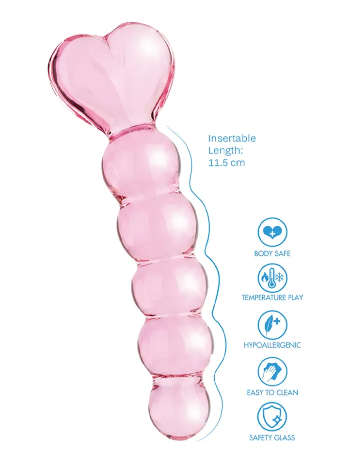ToyJoy Glass Worxx Crystal Heart Anal Dildo - Glasdildo 0