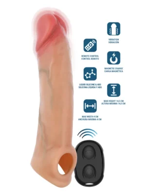 Arnold Vibrator Penis Sleeve With Remote 16 cm - Penisförlängare/Sleeve med vibrator 0