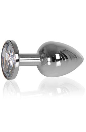 Heavy Butt Plug Silver Clear Stone 145g - Analplugg metall 0