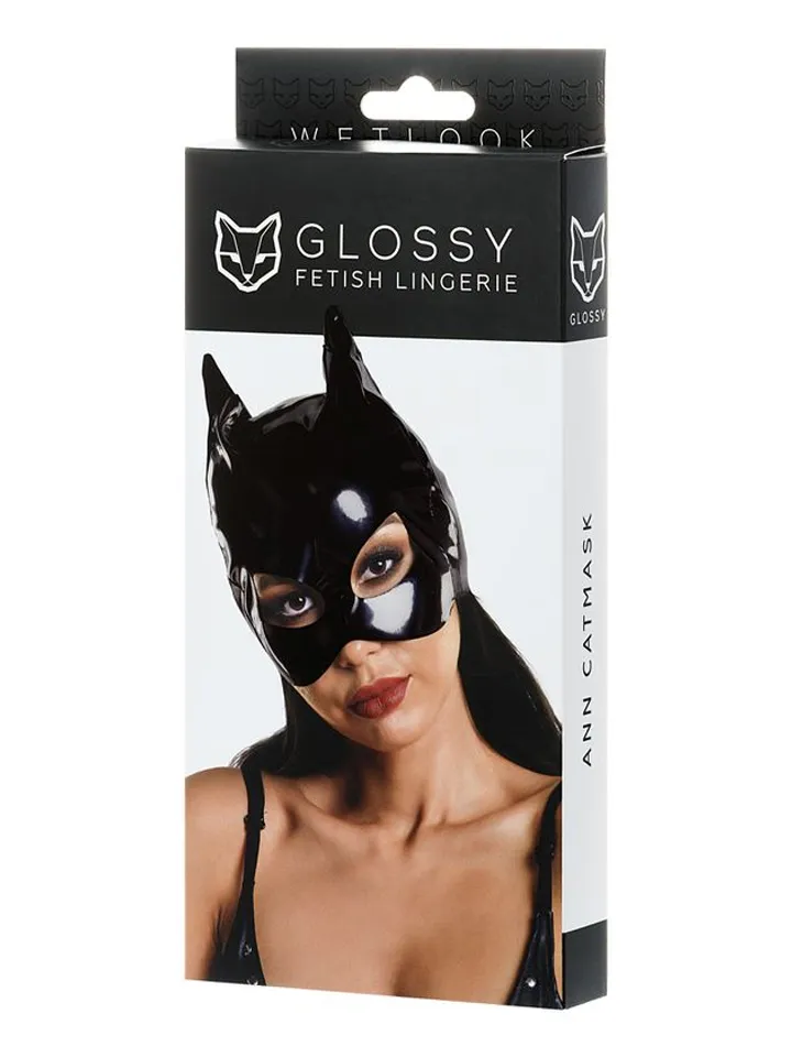 Ann Wetlook Cat Mask Black - BDSM mask 0