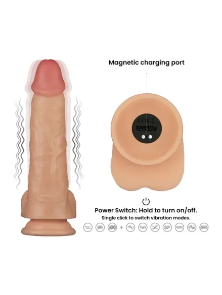 Realistic Vibrating Power Cock 23 cm - Dubbeldildo med vibrator 0