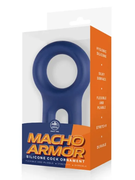 Macho Armor Silicone Cock & Ball Ring Blue - Penis & pungring 0