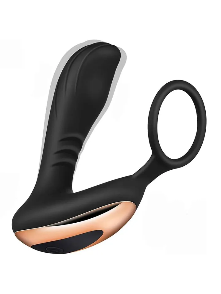 Prostate Massager With Penis Ring - Prostatavibrator med penisring 0