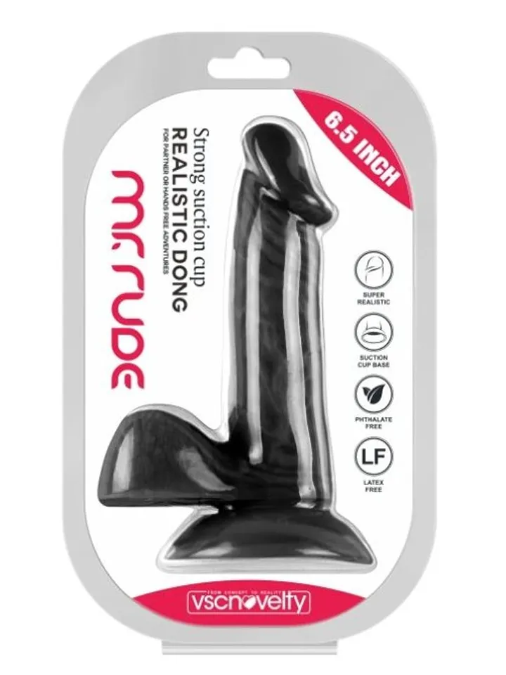 Mr. Rude Realistic Penis Black 16,5 cm - Dildo 0