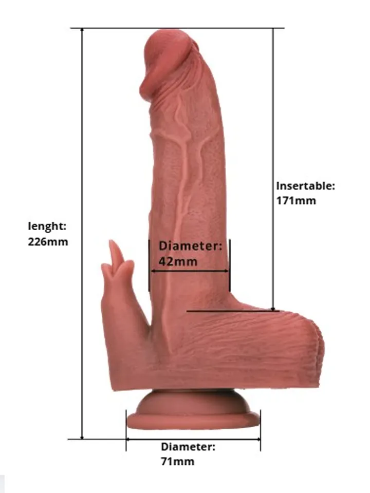 Heated Thrusting & Rotating Dildo With Clitoral Stimulation - Dildo med vibrator 0